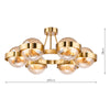 Ophira six light semi flush ceiling light in antique gold with amber ribbed glass - view 5
