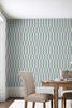 Stylish striped wallpaper in duck egg blue with modern geometric pattern