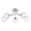 Poyen five light semi flush ceiling light in polished chrome with ribbed glass