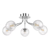 Poyen five light semi flush ceiling light in polished chrome with ribbed glass - view 2