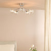 Poyen five light semi flush ceiling light in polished chrome with ribbed glass - view 3