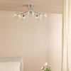 Poyen five light semi flush ceiling light in polished chrome with ribbed glass - view 4