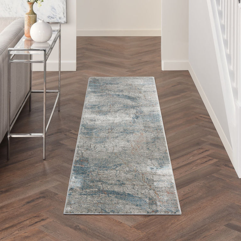 Nourison Rustic Textures Rug 15 Light Grey Blue - Round