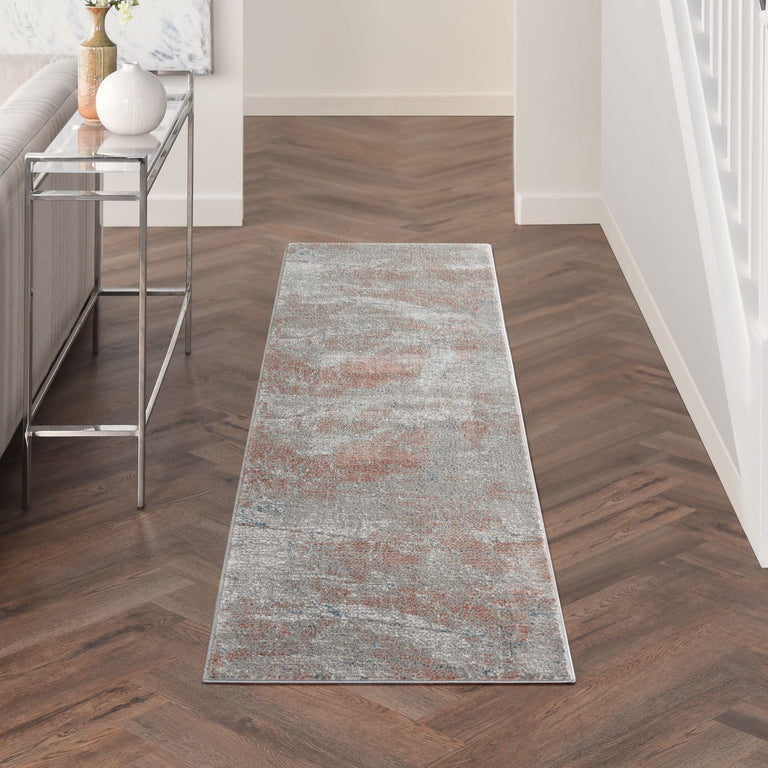 Nourison Rustic Textures Rug 15 Light Grey Rust - Round