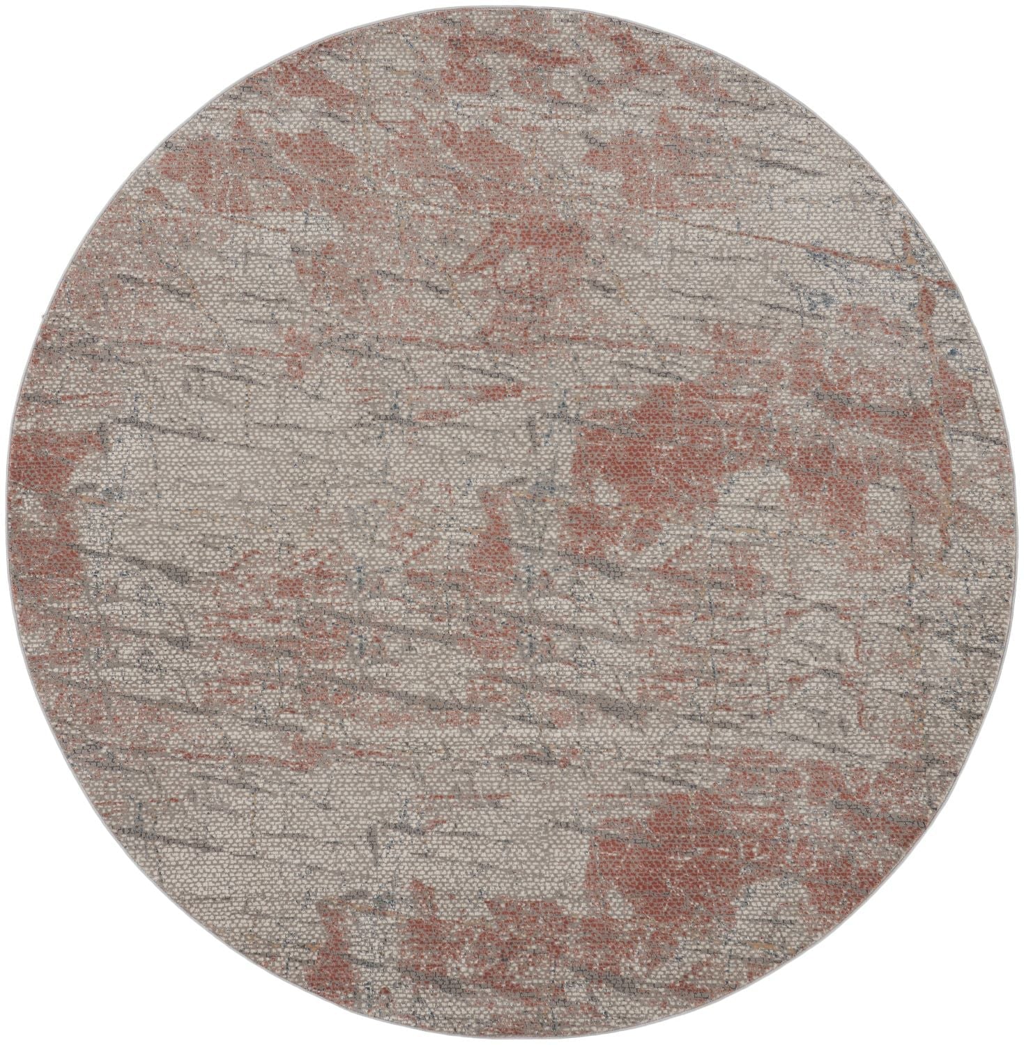 Nourison Rustic Textures Rug 15 Light Grey Rust Round | Foys.ie - Foy ...