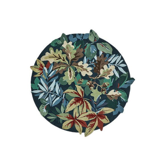 Sanderson Robins Wood Rug Forest Green 146508 - Round