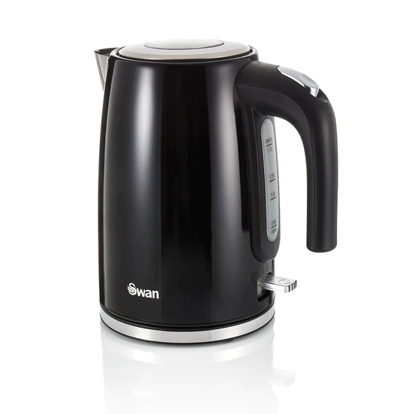 An image showcasing the Townhouse 1.7LT Jug Kettle in elegant black, highlighting its sleek design and practical features for your kitchen.