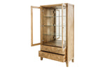 A captivating view of the Solstice Display Cabinet with its doors open, revealing the carefully arranged items within.