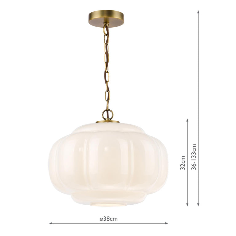 Sumitra Large Pendant Antique Bronze with Opal Glass