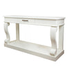 Scroll sideboard table with drawer in an ivory finish, 150cm