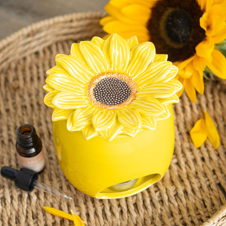 Sunflower Ceramic Oil Burner and Wax Warmer for Candles, Oils and Diffusers – Home Fragrance Decor Gift