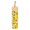 Sunflower Print Glass Water Bottle on white background