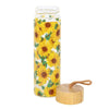 Sunflower Print Glass Water Bottle with detachable lid