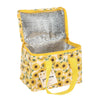 Sunflower Print Insulated Lunch Bag open on white background