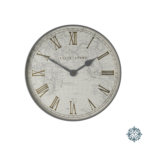 Introducing the Baker And Brown Atlas Clock in pristine white, a fusion of vintage aesthetics and contemporary design that adds a timeless touch to your decor.