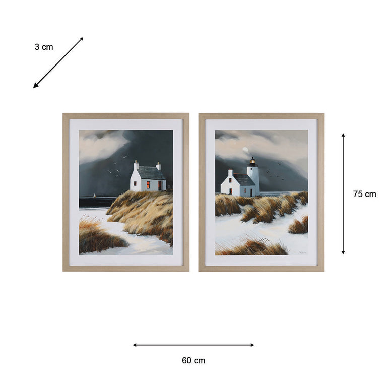 Framed Canvas Beyond The Dunes 60 X 75cm 2 Asst
