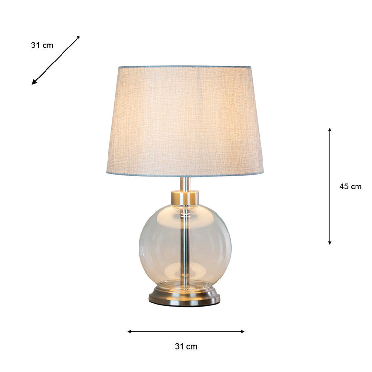 Bella Glass Lamp Silver 45cm