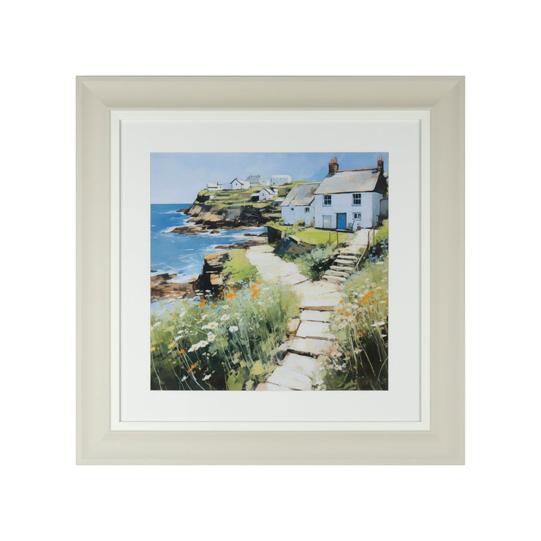 Framed Print Seaside Cottage 60 x 60cm