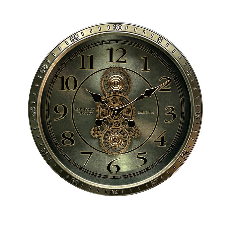 Old Town Gears Wall Clock Champagne 50cm