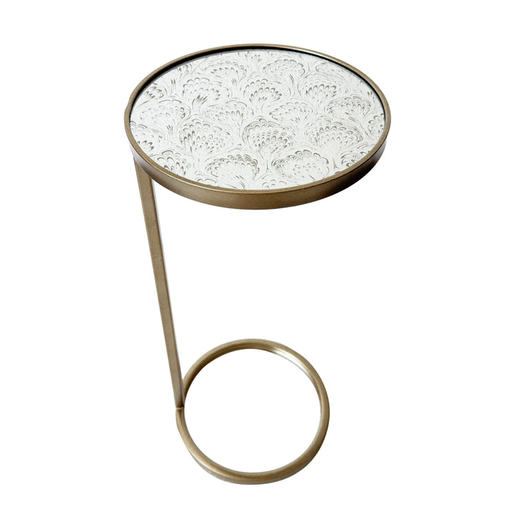 Lyra Pedestal Side Table Champagne