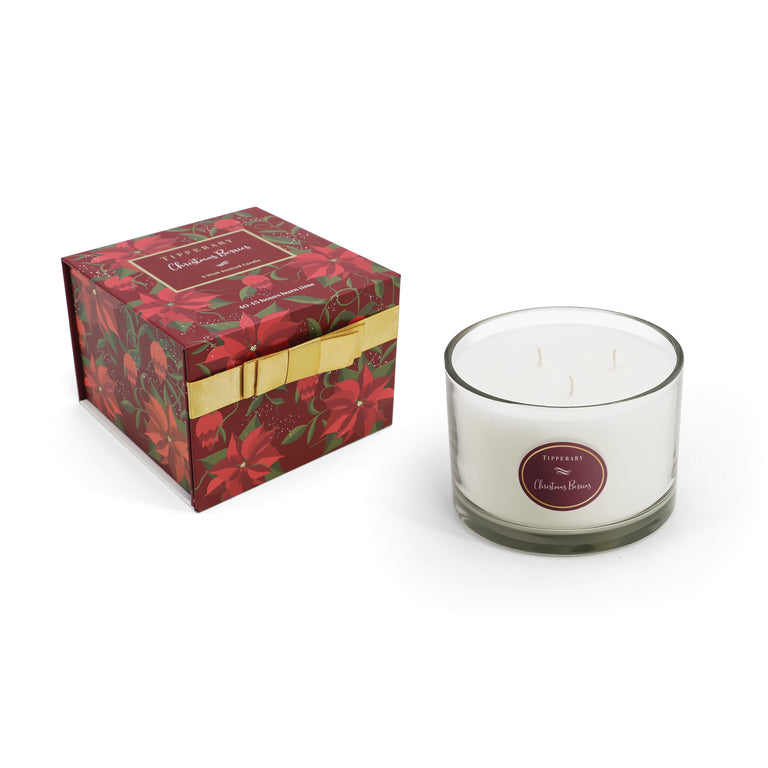 Tipperary Crystal 3 Wick Candle Christmas Berries
