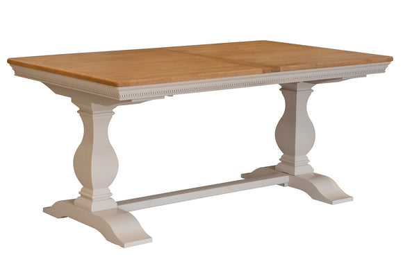 Valiant extending Dining Table. Painted silver birch frame with a solid oak top.