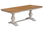 Valiant extending dining table, paint silver birch frame with solid oak top