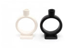 Silhouette Circle Candle Holders Set in Black & White