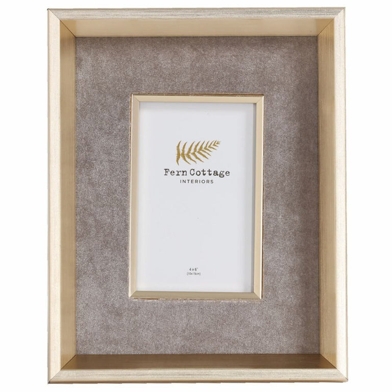 Grey Velvet Deep Gold Photo Frame 4x6