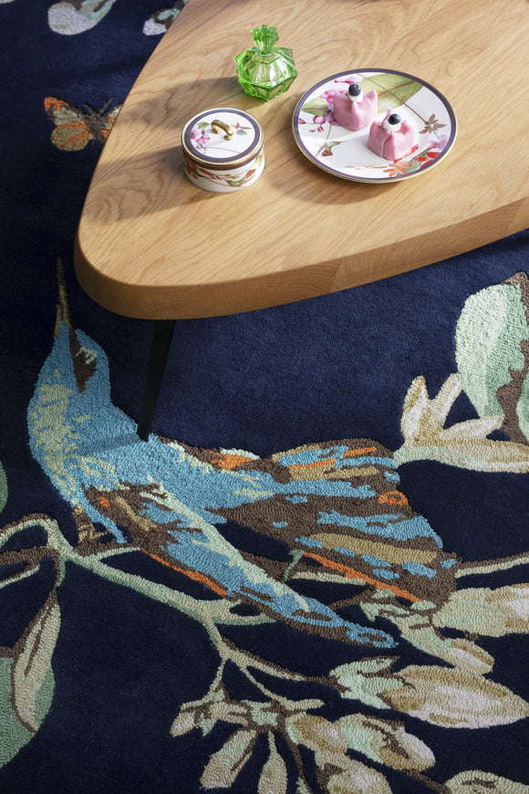 Wedgwood Hummingbird Rug Navy - Round