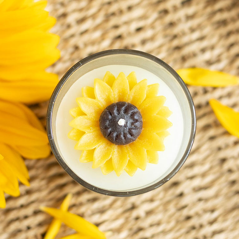 You Are My Sunshine Candle with 3D Sunflower – Decorative Candles Gift in Glass Holder, Unscented Home Decor