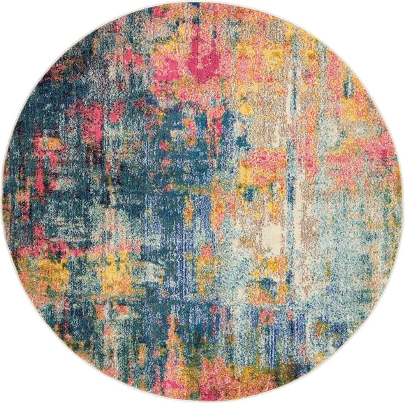 Nourison Celestial Rug 09 Blue Yellow - Round