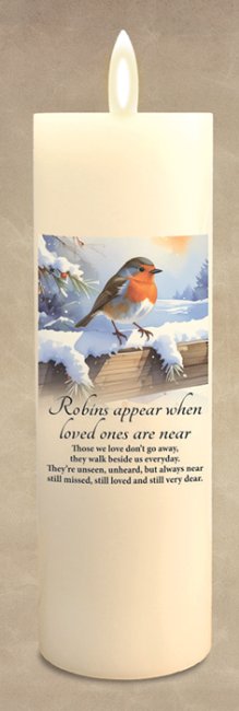 LED Wax Candle with Timer and Robins Near You Design – Realistic Flameless Decorative Candle for Home Décor