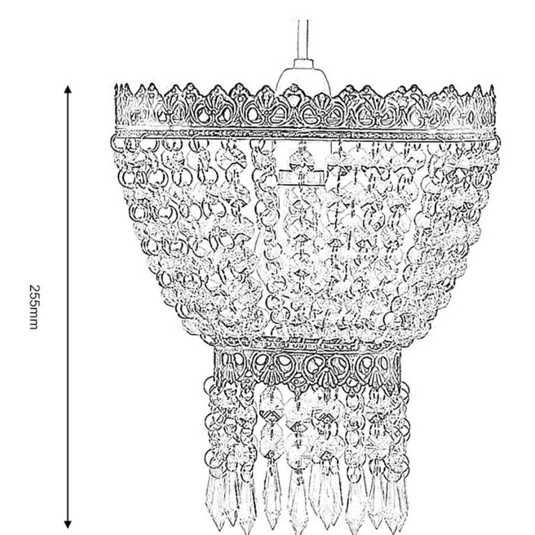 Ekon Acrylic Beaded Lampshade Antique Brass Finish 195mm Decorative Lighting Shade with Adapter Ring