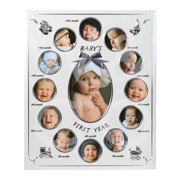 Capture and cherish your baby's precious moments with the Baby's 1st Year Collage Photo Frame. This beautiful photo frame features twelve openings, one for each month of your baby's first year. Fill each slot with adorable photos of your little one's milestones and watch their growth and development unfold.