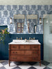 Foys wallpaper with calming hues of blue and white for an elegant touch