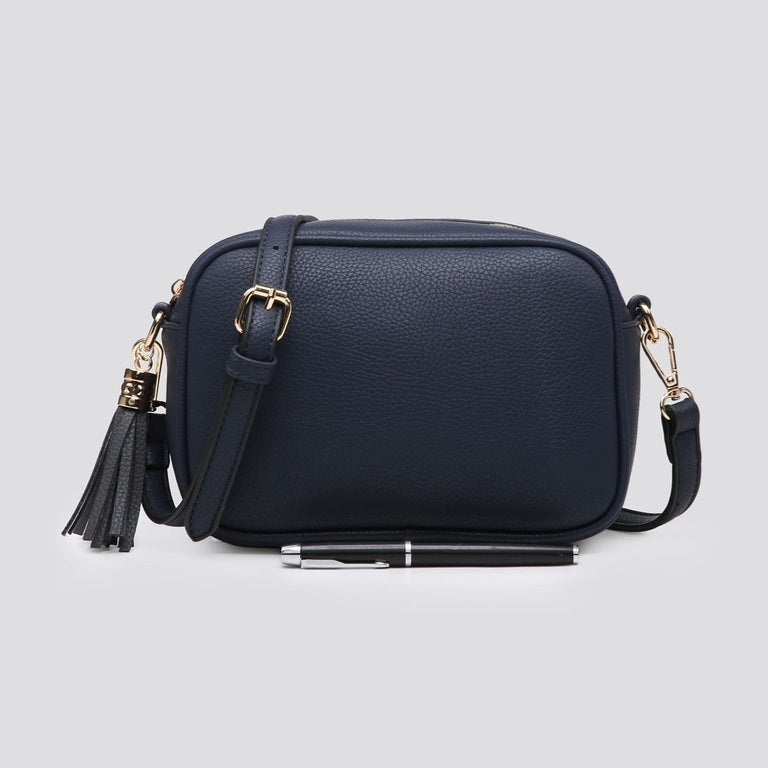 House of Milano Cross Body Bag Navy - Italian Leather Handbag for Women, Adjustable Strap, Gold Hardware, Handbags & Purses