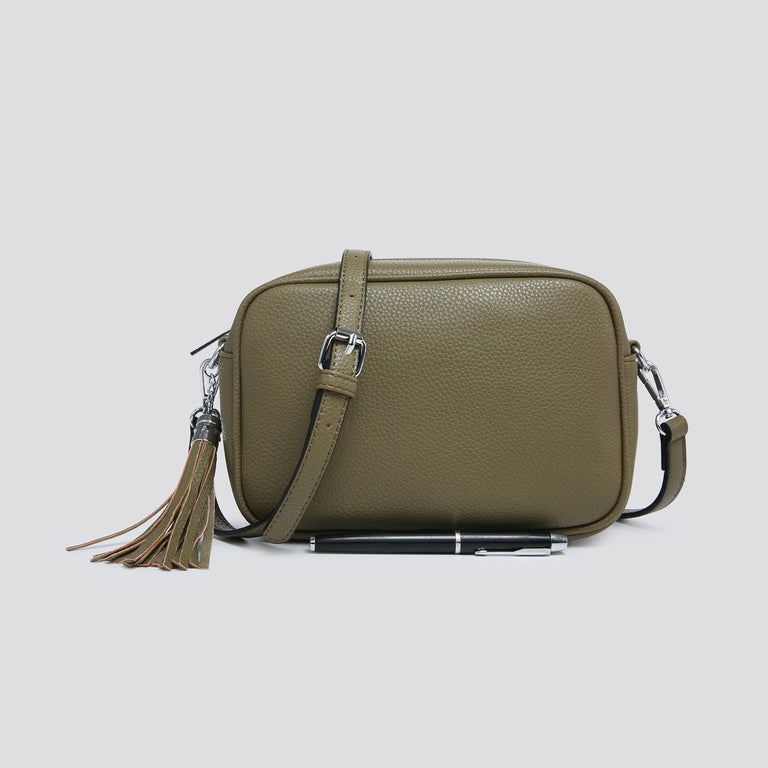 House of Milano Cross Body Bag Olive - Italian Leather Handbag for Women, Adjustable Strap, Gold Hardware, Handbags & Purses