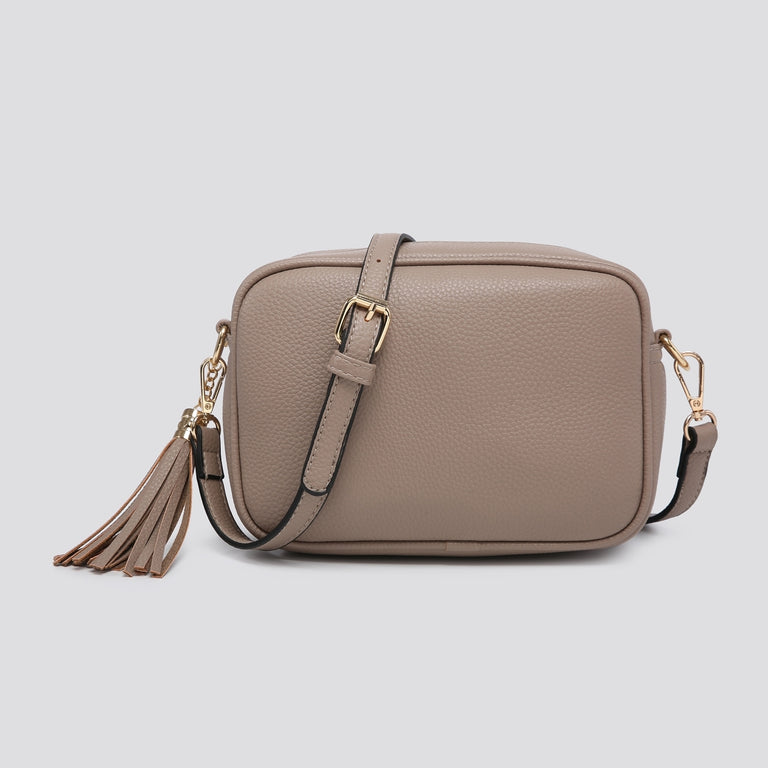 House of Milano Cross Body Bag Sand - Italian Leather Handbag for Women, Adjustable Strap, Gold Hardware, Handbags & Purses