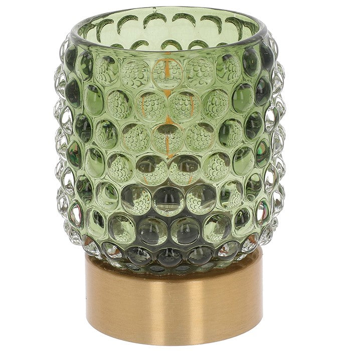 Luxe LED Lamp Tall Bead Green Glass & Metal Decorative Table Lamp for Modern Lamps Collection