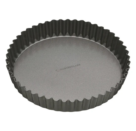MasterClass Non-Stick Loose Base Quiche Tin 18cm Fluted Carbon Steel Baking Tin for Flans & Tarts