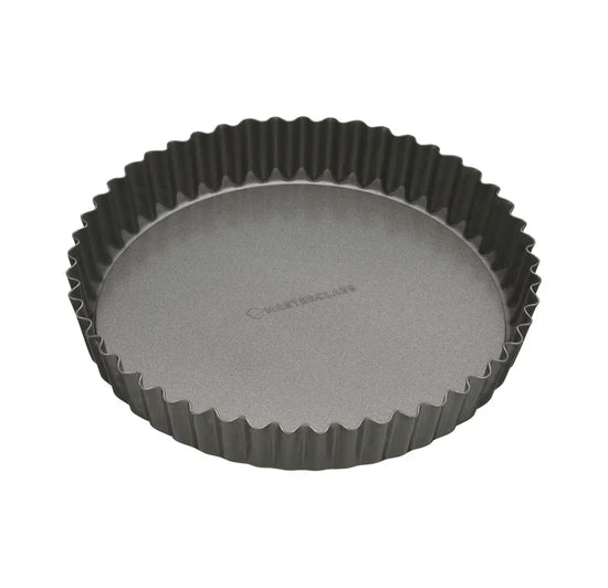 MasterClass Non-Stick Loose Base Quiche Tin 23cm Fluted Carbon Steel Baking Tin for Flans & Tarts