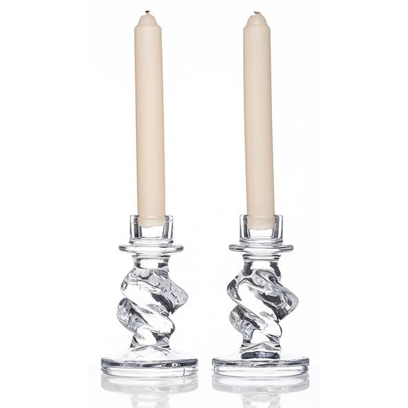 Newgrange Living Erin Glass Candle Stick Pair for Dining & Mantel Décor