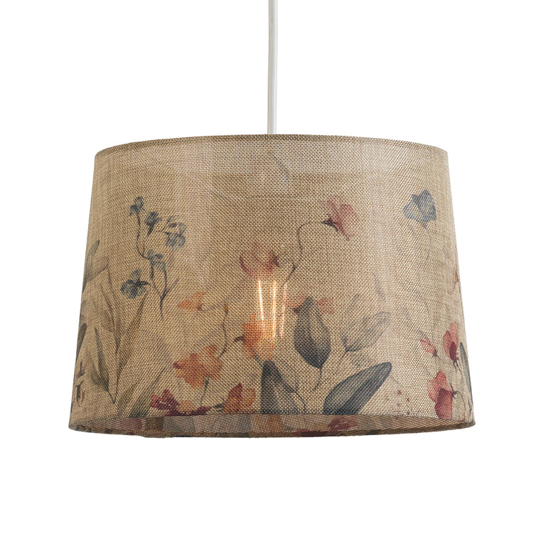 Flower Drum Light Shade Pendant with Reversible Gimbal Fitting – Floral Ceiling Shade 14 Inch