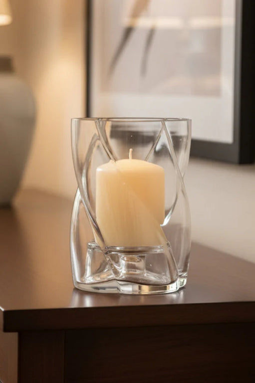 Roisin Hurricane Glass Candle Holder With Candle for Indoor & Outdoor Décor – 13.5cm