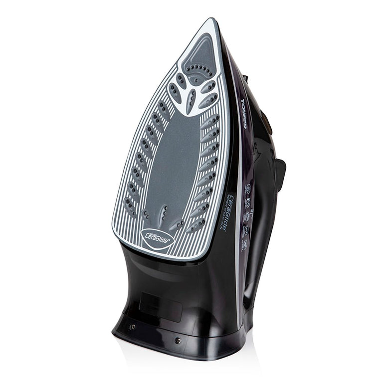 Tower Ceraglide 3100W Steam Iron with Ceramic Soleplate, 180g Steam Burst & Anti-Calc for Ironing