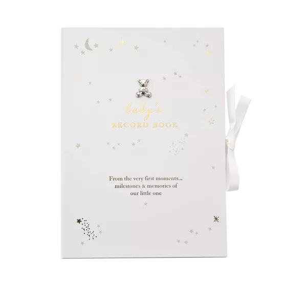 White Bambino Little Star Baby Record Book A4 – Keepsake Memory Gift for Newborn Milestones
