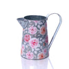 Cottage Garden Tin Decorative Floral Jug with Aluminium Finish for Rustic Home Décor