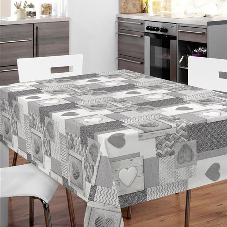 Bonita Grey Tablecloth for Dining Tables, Kitchens & Everyday Use