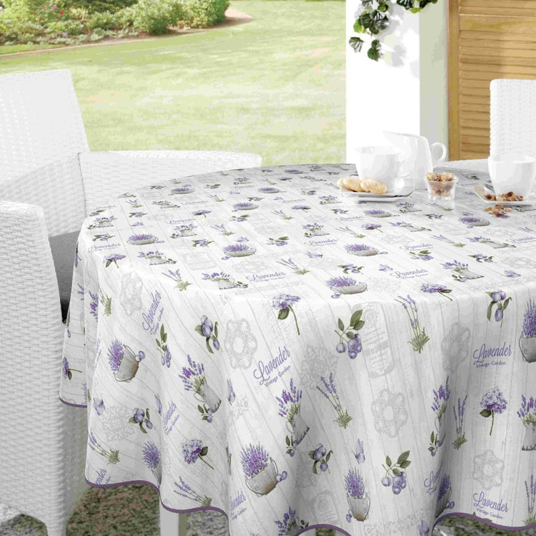 Bonita Lavender Tablecloth PVC Dining Table Cover with Easy-Clean Water-Repellent Finish